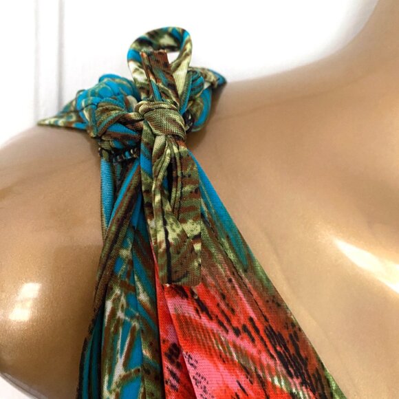 NWOT Turquoise Peacock Maxi Summer Dress | Versatile Festival Carnival Beachwear - Picture 7 of 11